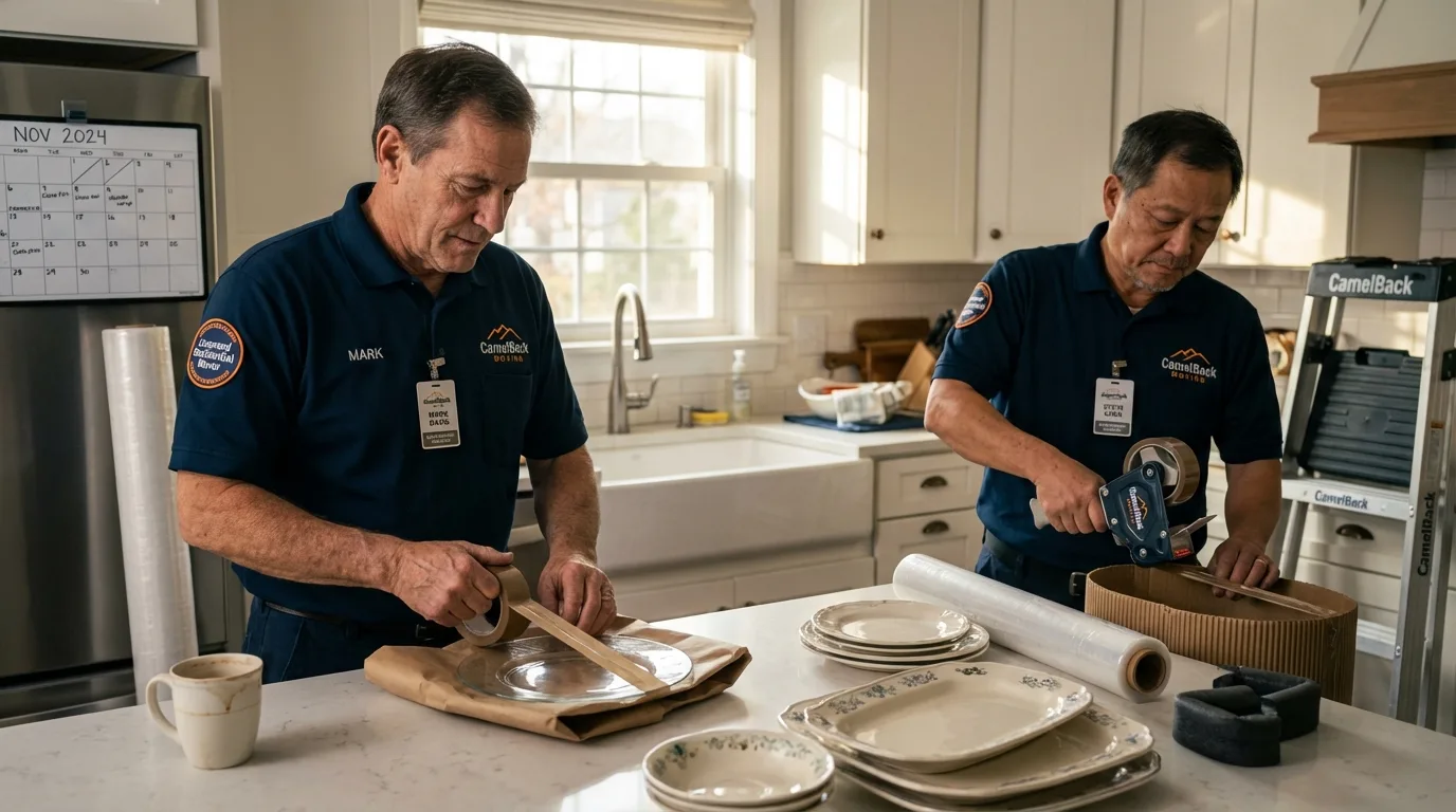Professional crew packing kitchen dishware in Appleton City, MO